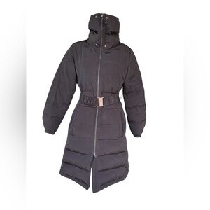 Talbots women’s Down Puffer Coat black size XS pockets belted  preloved